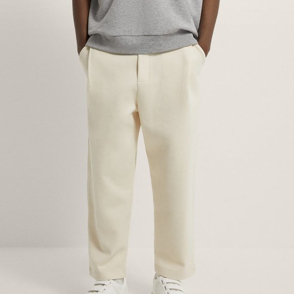 ZARA MAN ECRU TECHNICAL FABRIC PLEATED JOGGER EFFECT PANT TROUSERS $69.90 - Picture 6 of 9